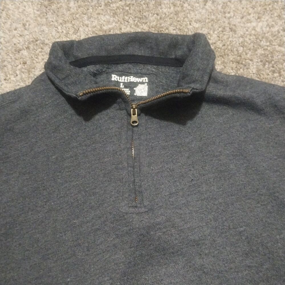 Ruff Hewn 1/4 Zip Pullover Men’s Large Charcoal Gray Sweatshirt Cotton Blend